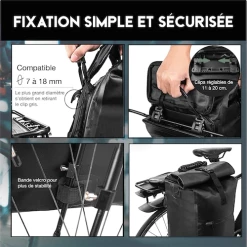 Badawin Sacoche Vélo + Sac à Dos étanche -Vélos Soldes Magasin sacoche badawin convertible sac a dos