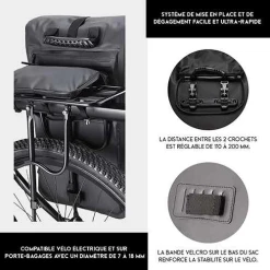 Badawin Sacoche Vélo + Sac à Dos étanche -Vélos Soldes Magasin sacoche badawin convertible sac a dos fixation porte bagage