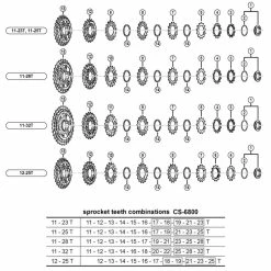 Cassette Vélo De Route Shimano Ultegra 6800 11 Vitesses -Vélos Soldes Magasin vue eclatee et etagement cassette shimano ultegra 6800 11 vitesses 1
